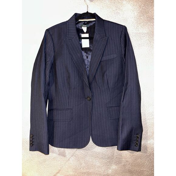 J Crew Preppy Office Professional Business Academia Pinstripe 99% Wool Blazer - Picture 1 of 9